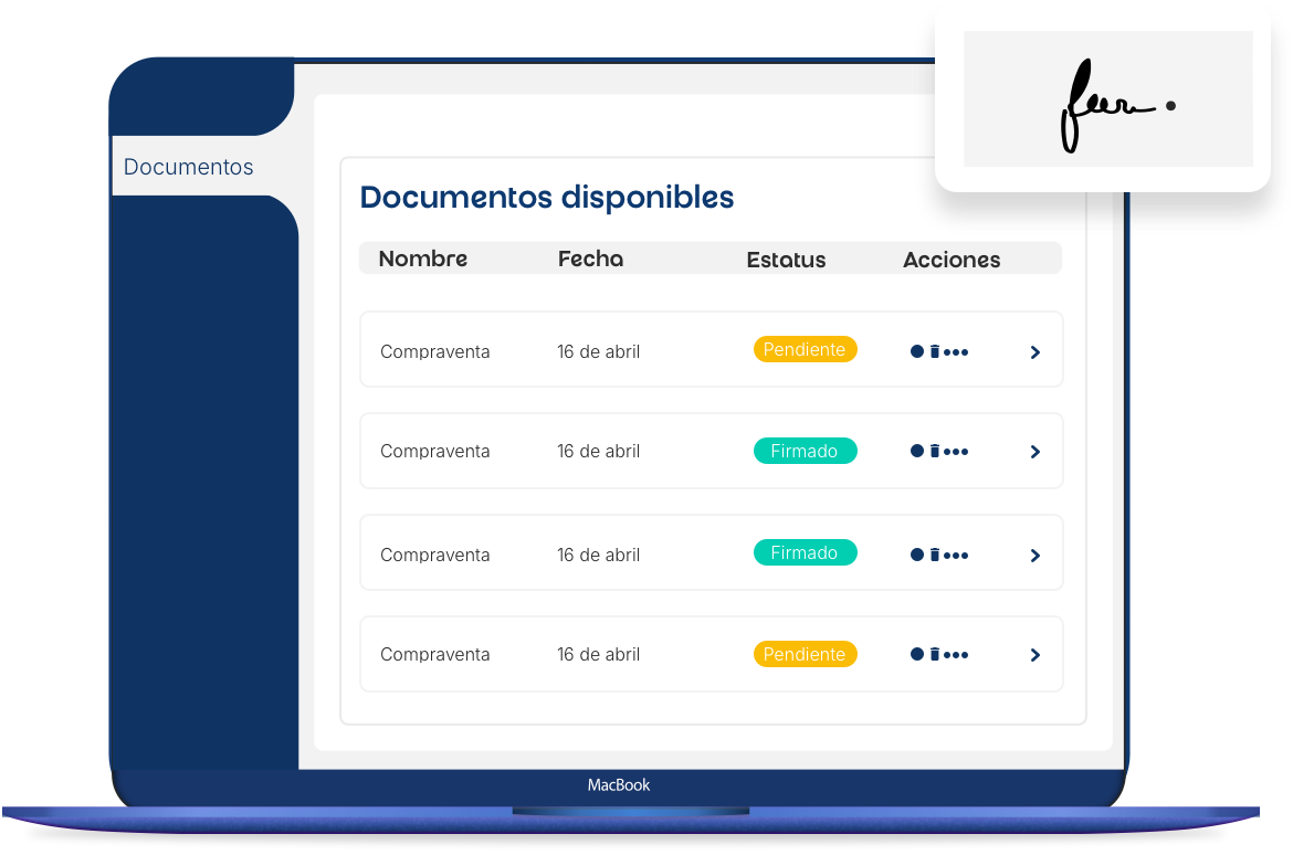 Representación de listado de documentos